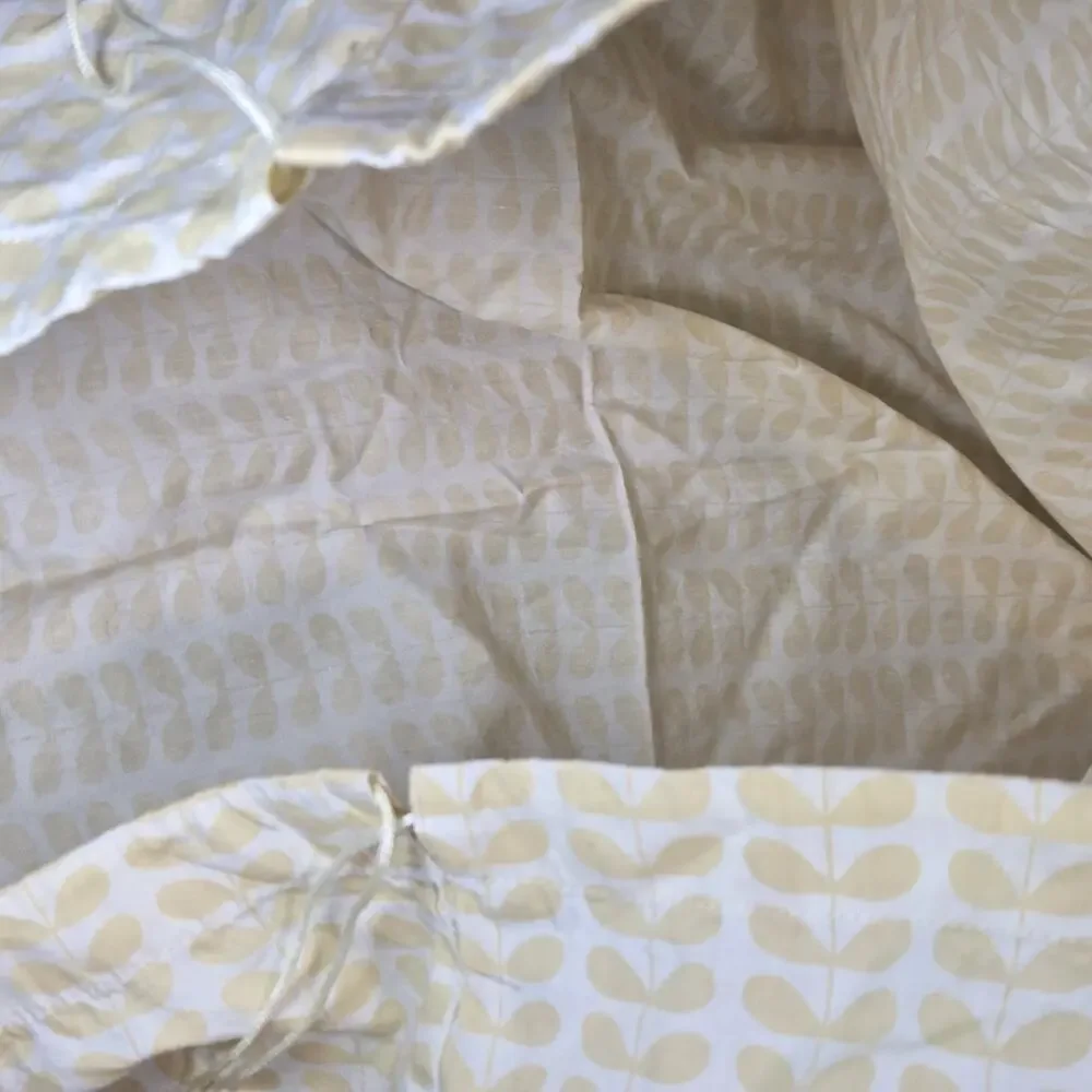 Orla Kiely Stem Print Cotton Drawstring Dust Bag Cream Yellow Large 22x23